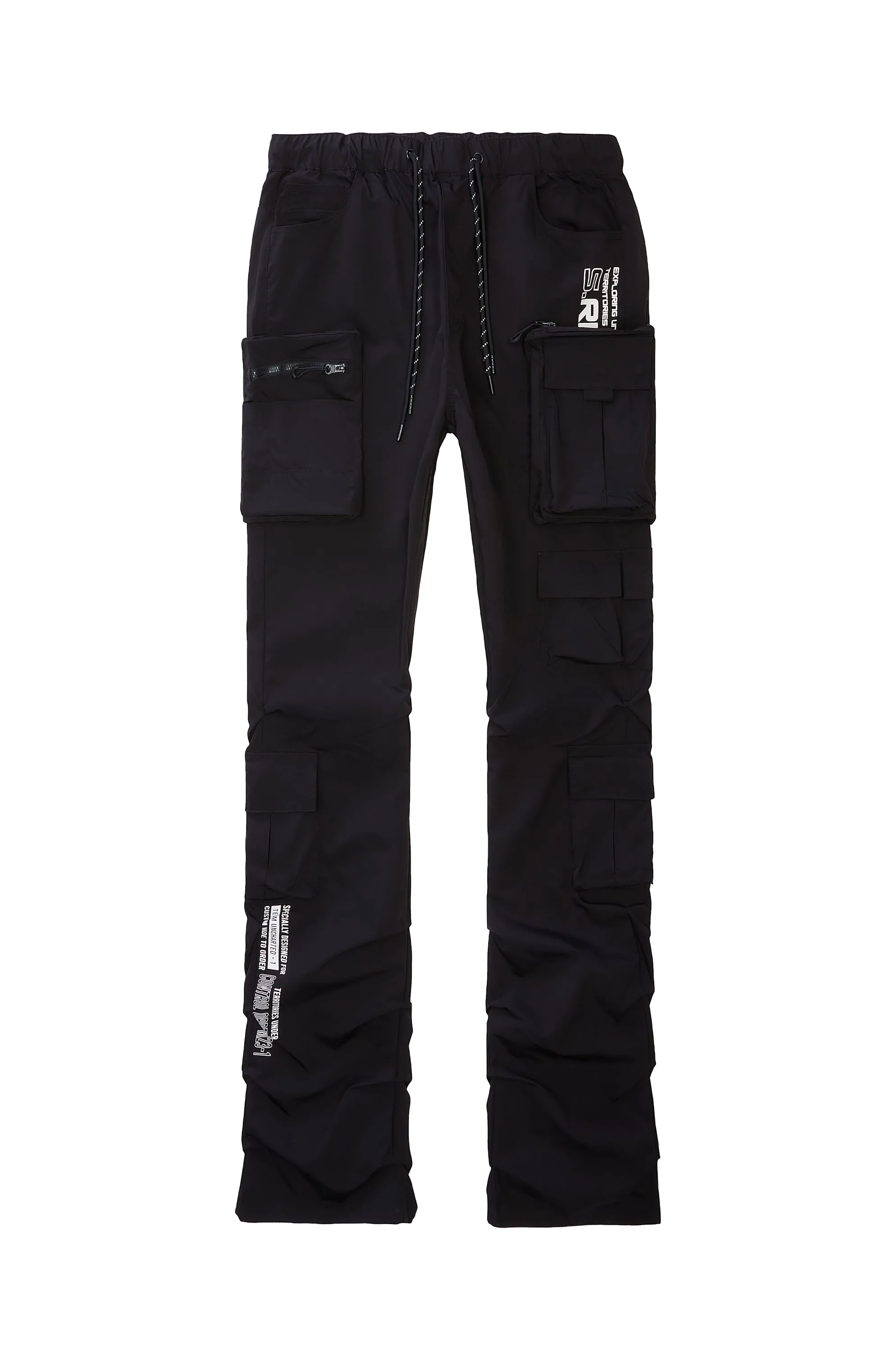 Stacked Windbreaker Utility Pants - Black