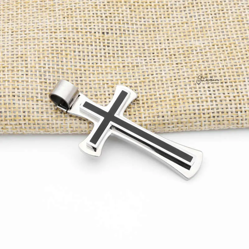 Stainless Steel Double Layer Black Cross Pendant