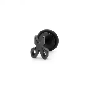 Stainless Steel Scissor Fake Plug Earring - Black