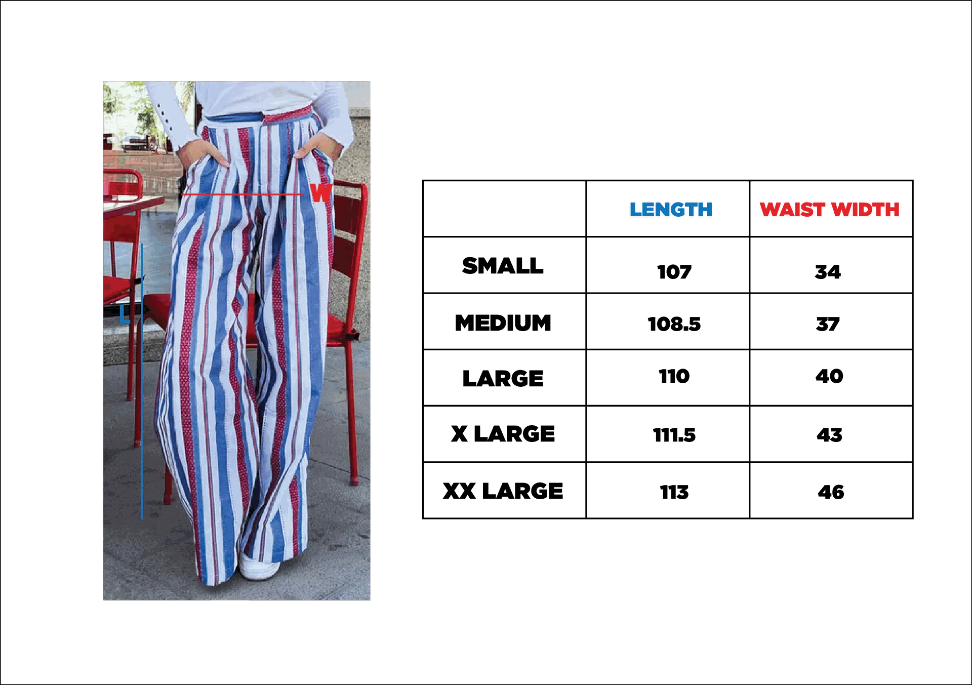 Striped Wide Pants Blue X Burgundy