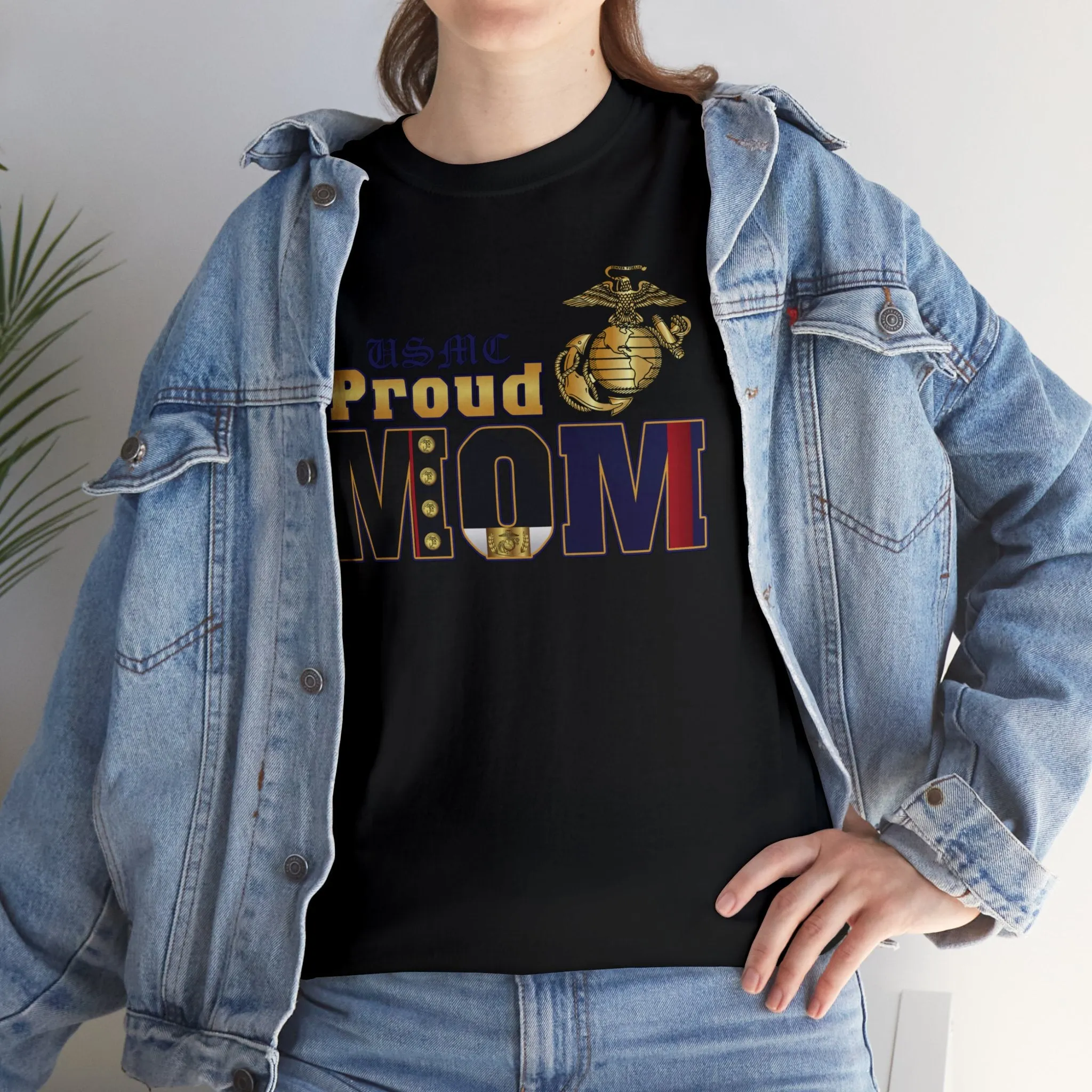 T-Shirt: Dress Blue Proud Mom (Your Choice of Colors)