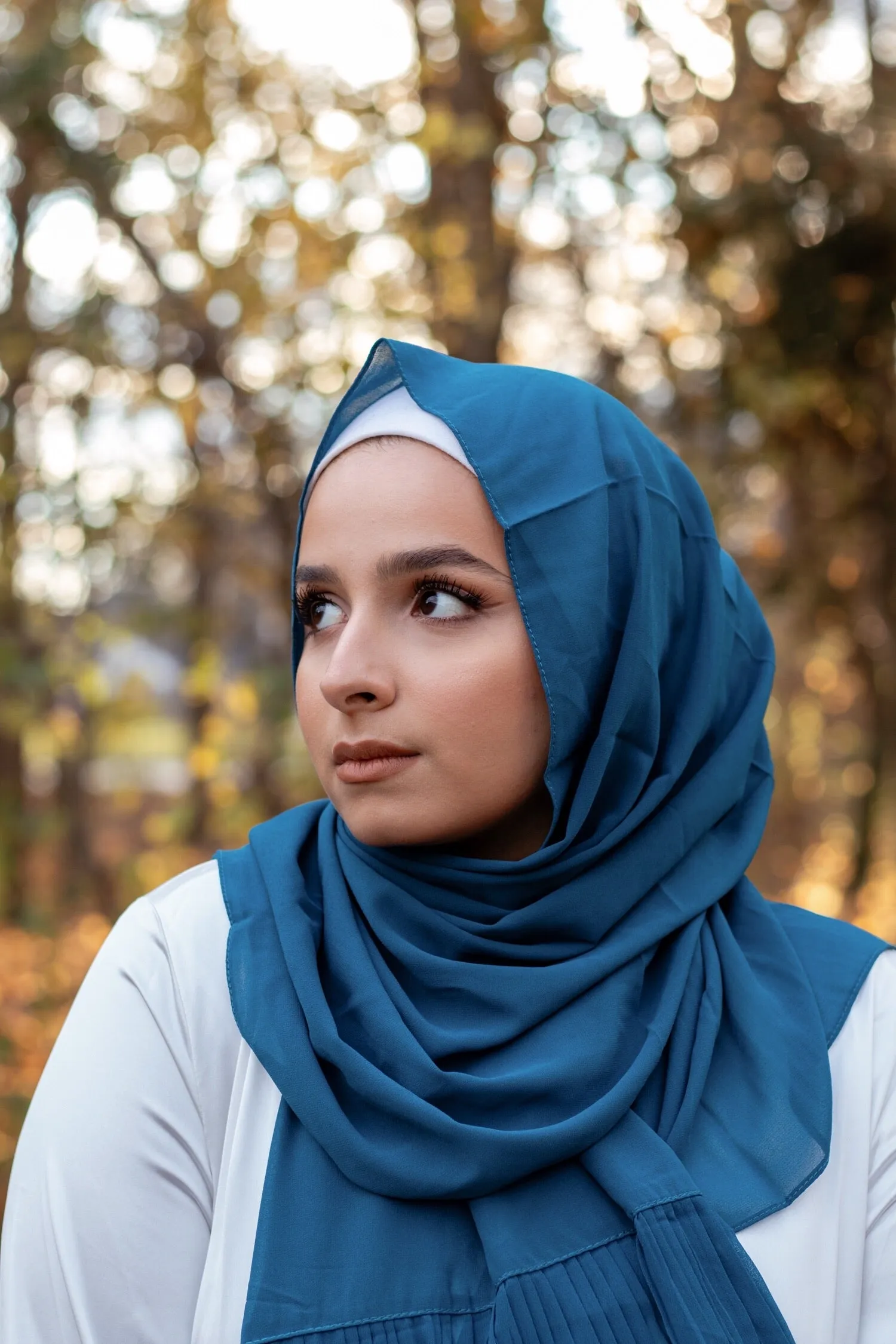 Teal crinkled chiffon scarf