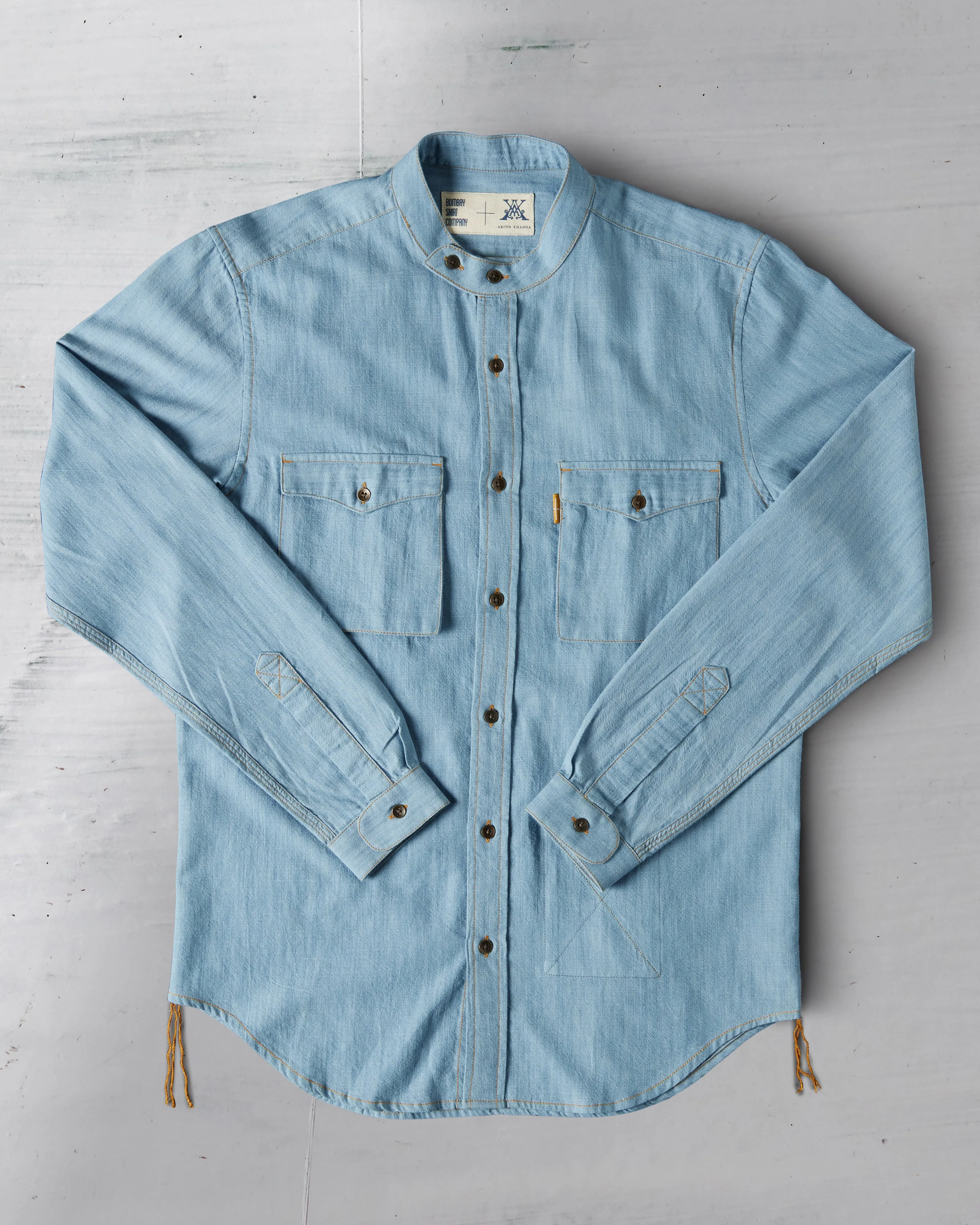 The Band Collar Shirt - Light Blue