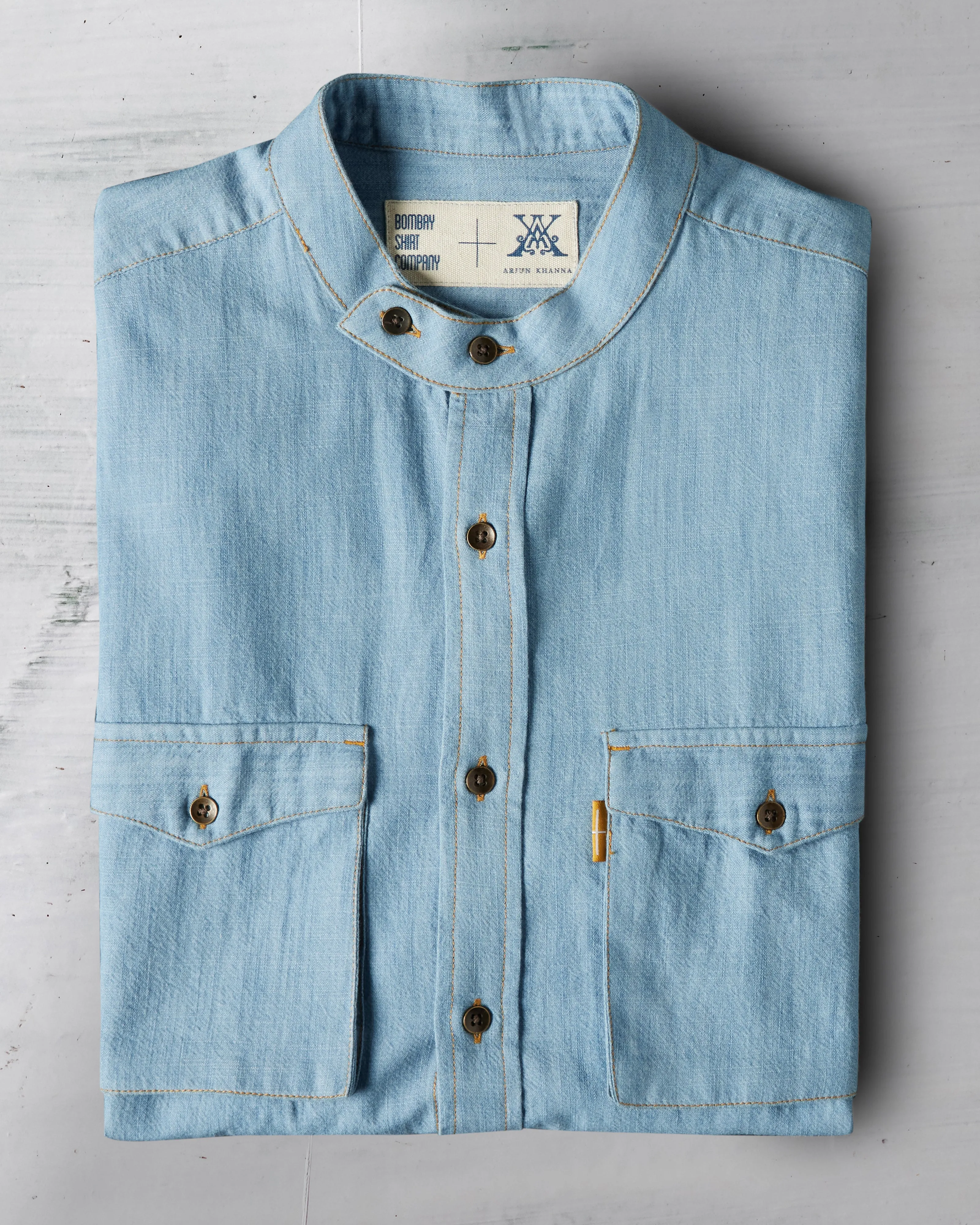 The Band Collar Shirt - Light Blue