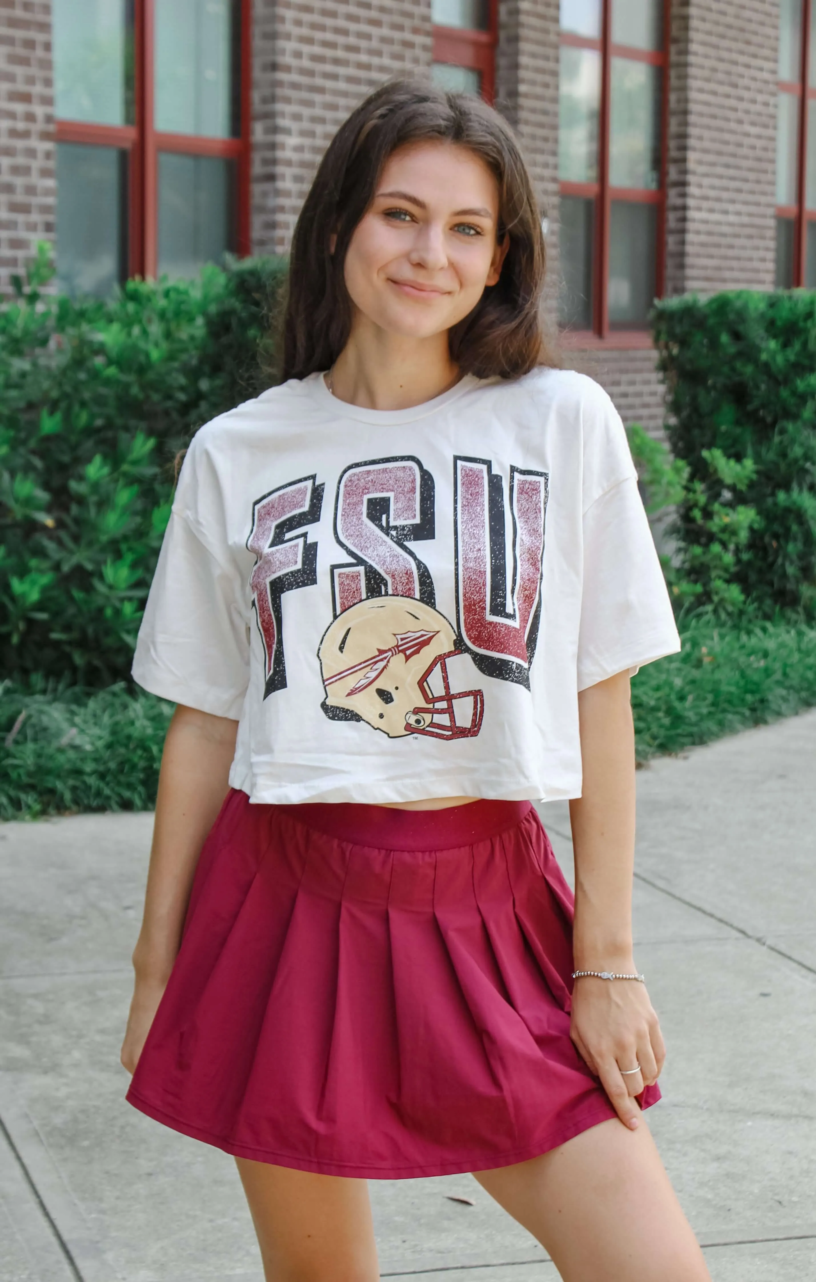 The FSU Helmet Fade Cropped Tee