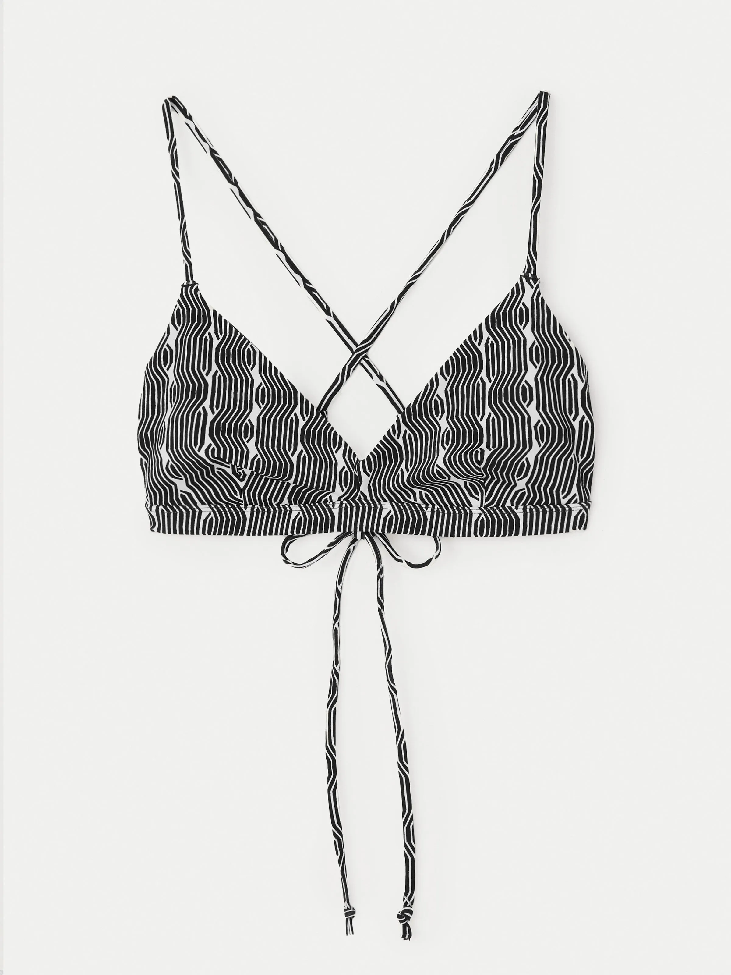 The Printed Triangle Bikini Top in Black