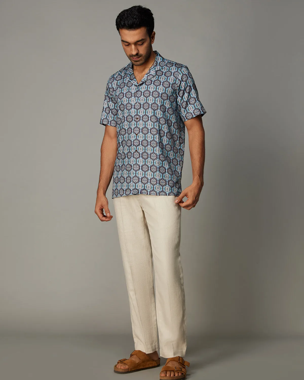 Tile Printed Shirt - Blue