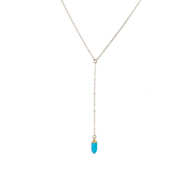 Turquoise Howlite Y Gold-Filed Necklace for