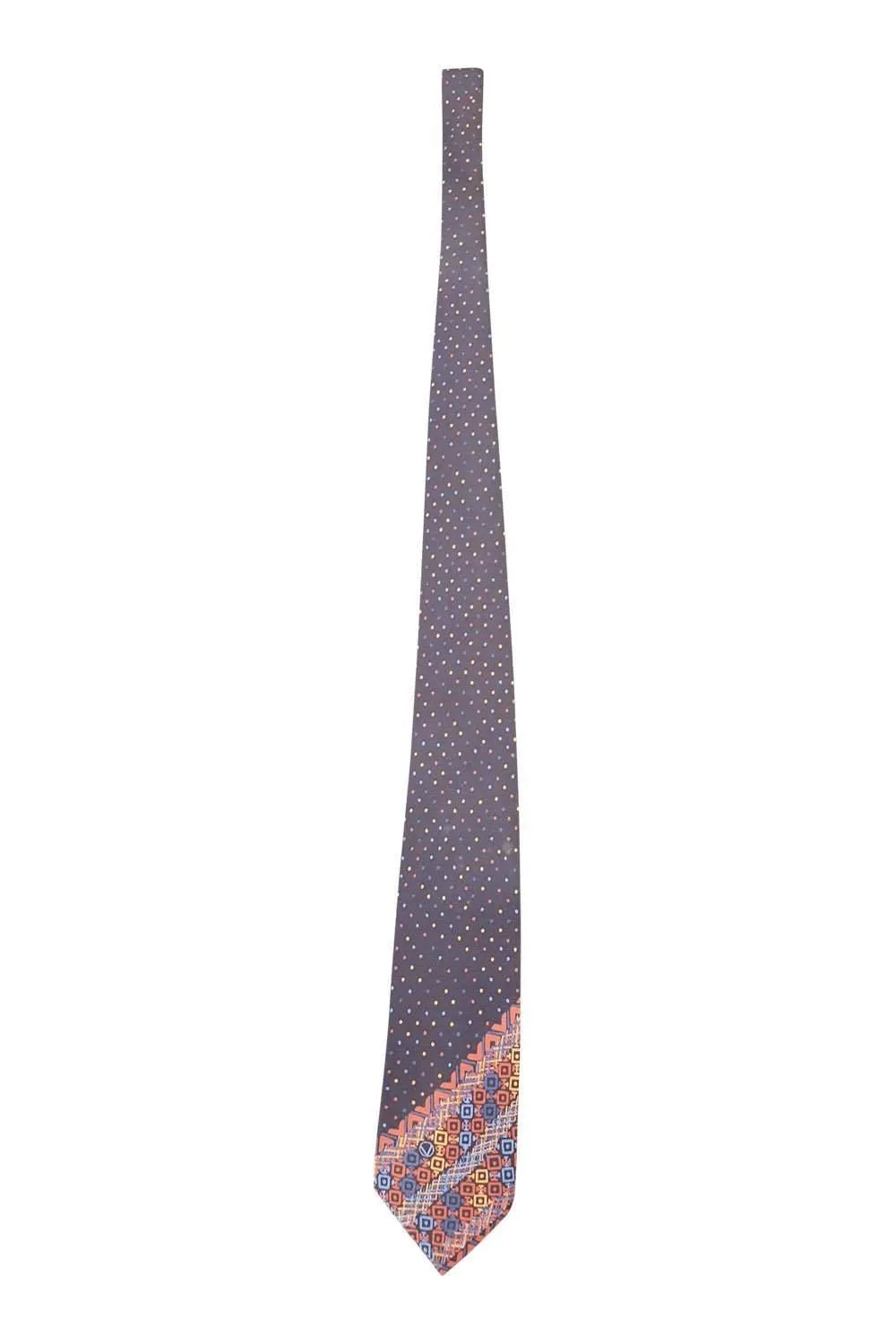 VALENTINO Vintage 100% Silk Tie Navy Blue Multi Polka Dot Repeat (55.5 L)