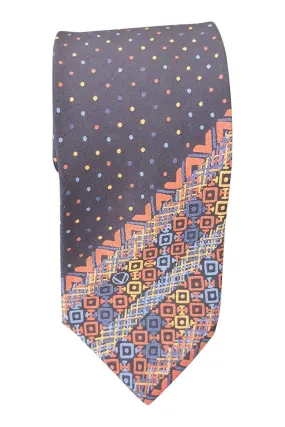 VALENTINO Vintage 100% Silk Tie Navy Blue Multi Polka Dot Repeat (55.5 L)