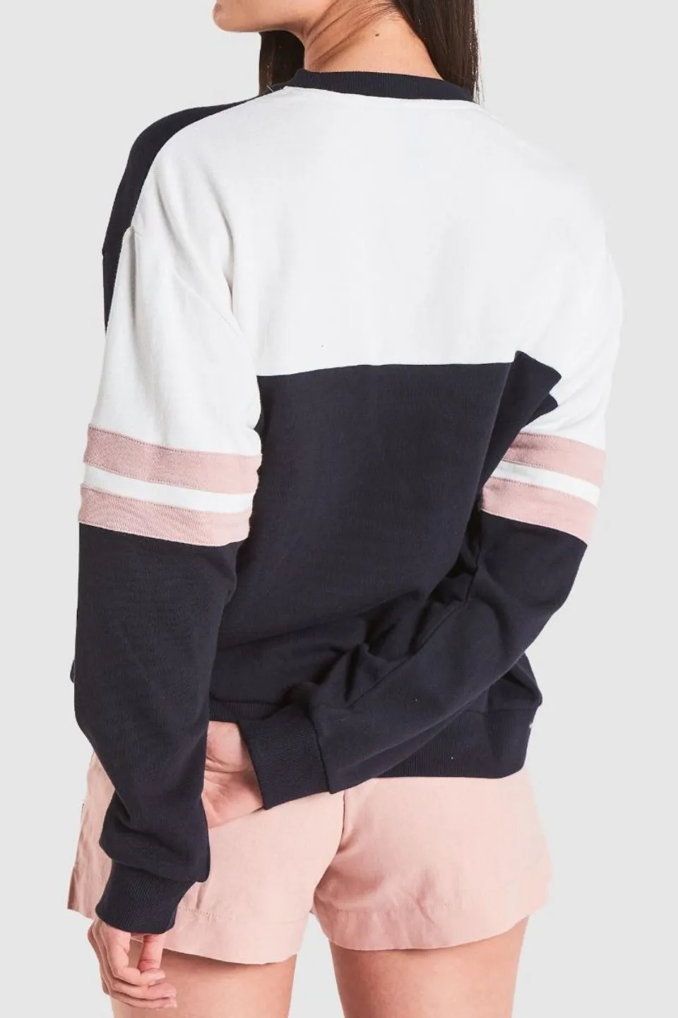 Varsity Slouch Logo Navy Crew Sweat