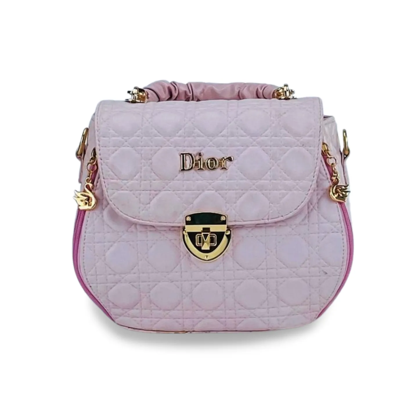 Versatile Quilted Handbag with Double Zip Closure And Detachable Strap