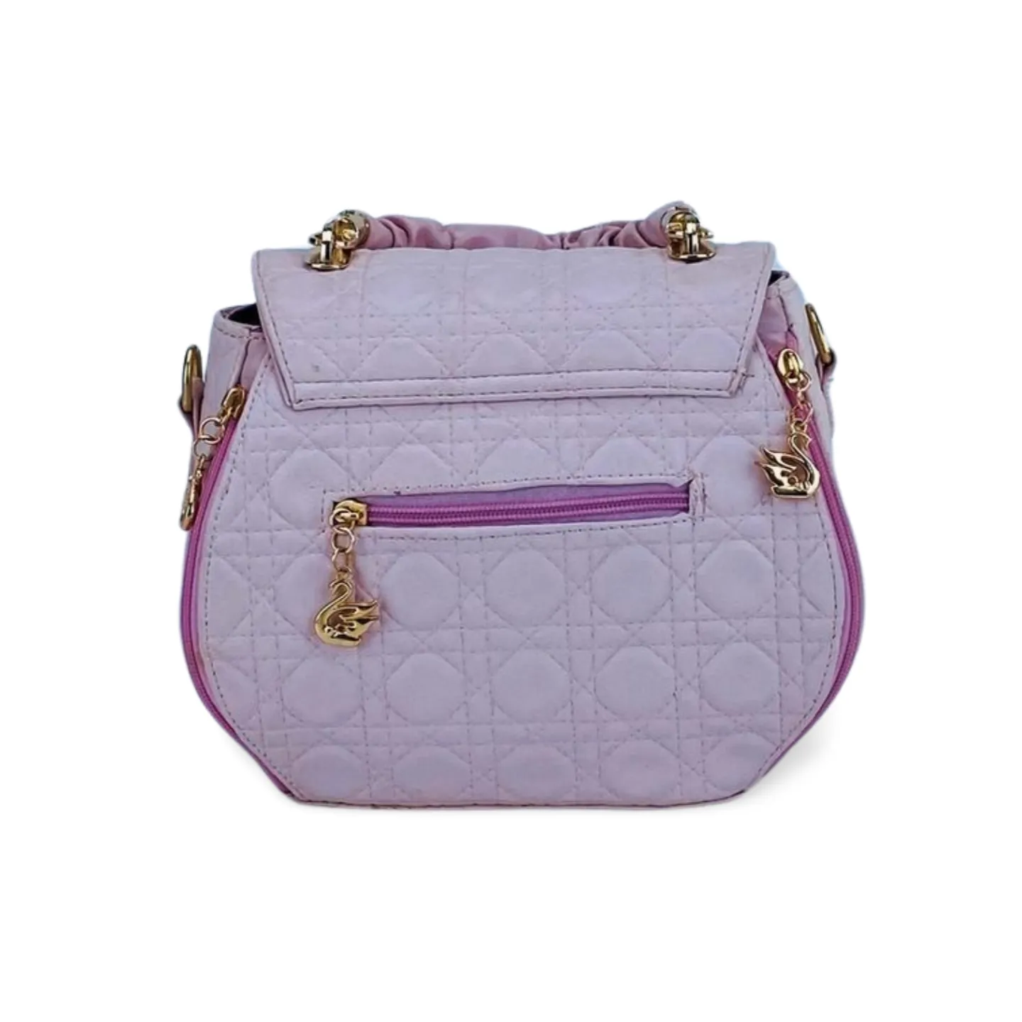 Versatile Quilted Handbag with Double Zip Closure And Detachable Strap