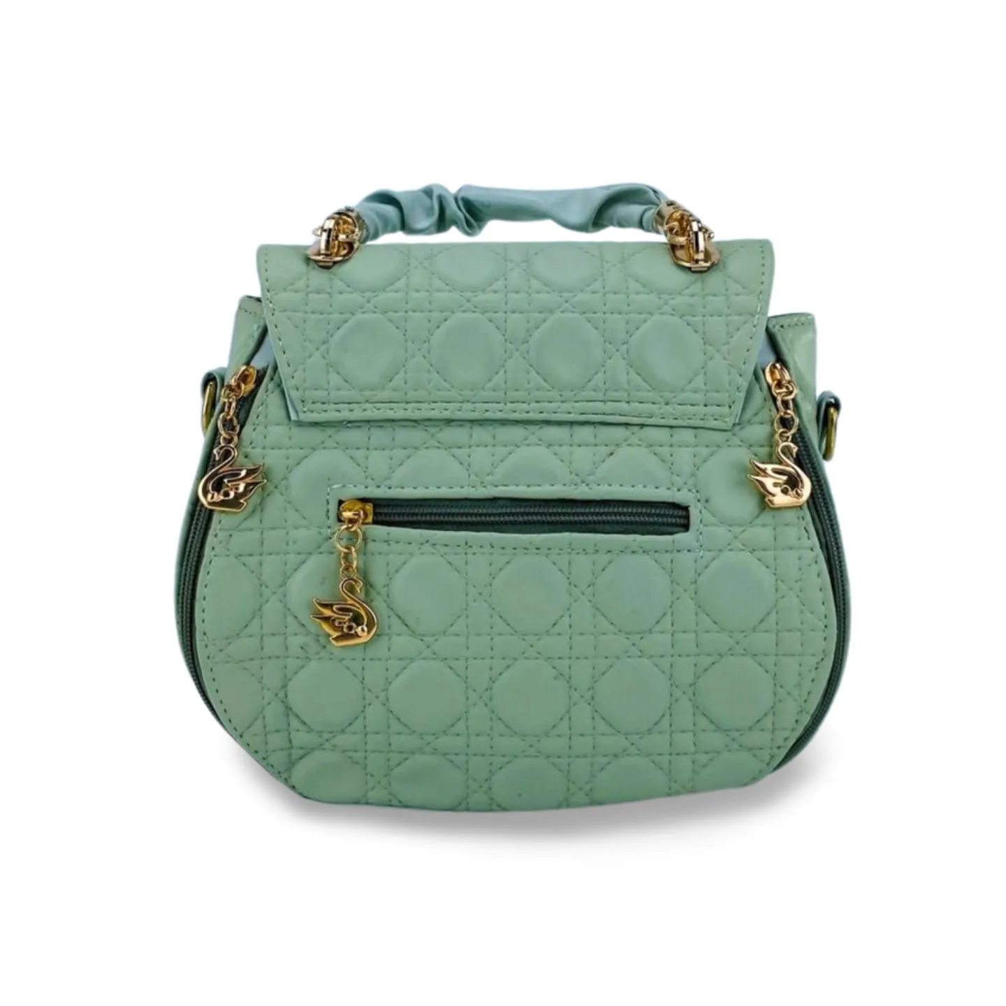 Versatile Quilted Handbag with Double Zip Closure And Detachable Strap