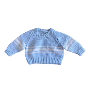 Vintage 1970's Blue Hand Knitted  Jumper  Newborn