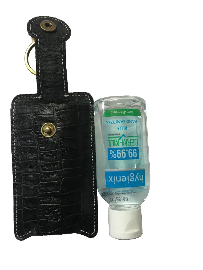 Walletsnbags RL Hand Sanitizer Holder Leather Keychain with 50ml Sanitizer Bottle