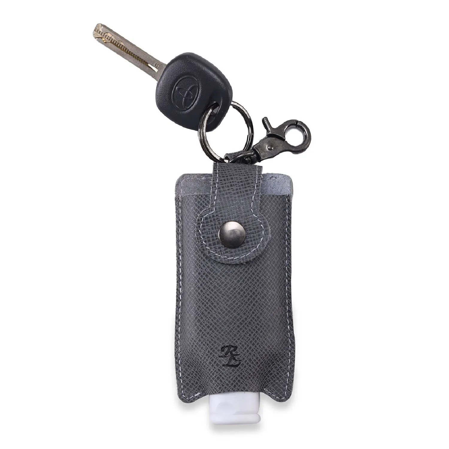 Walletsnbags RL Hand Sanitizer Holder Leather Keychain with 50ml Sanitizer Bottle