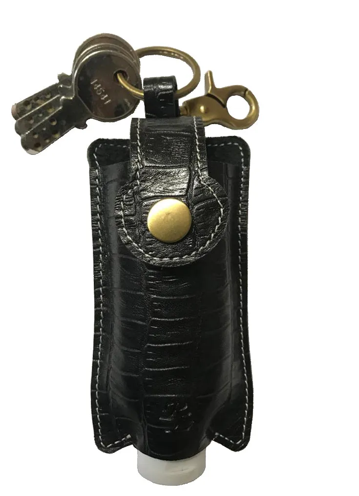 Walletsnbags RL Hand Sanitizer Holder Leather Keychain with 50ml Sanitizer Bottle