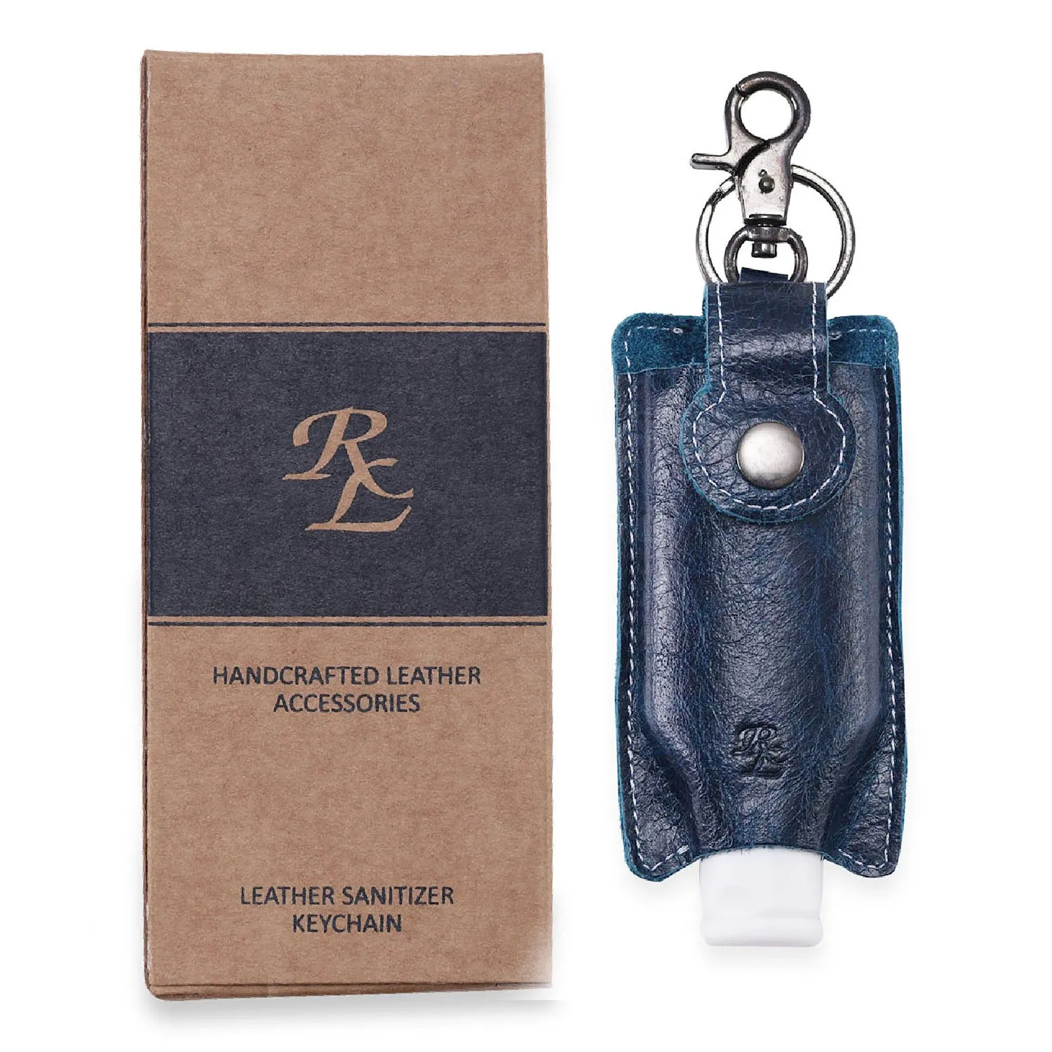 Walletsnbags RL Hand Sanitizer Holder Leather Keychain with 50ml Sanitizer Bottle