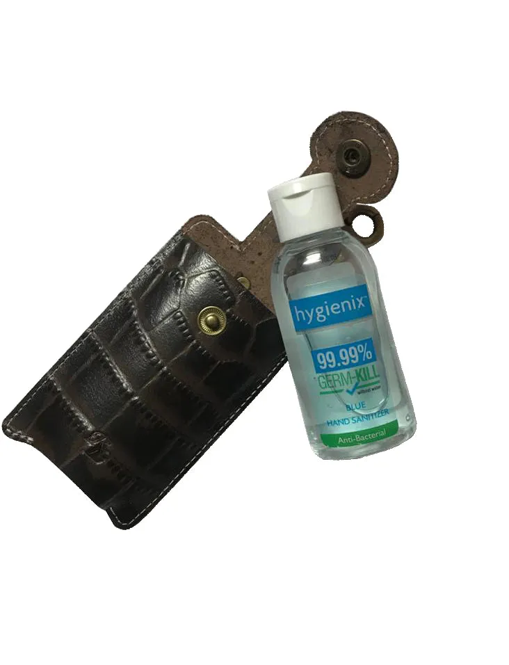 Walletsnbags RL Hand Sanitizer Holder Leather Keychain with 50ml Sanitizer Bottle