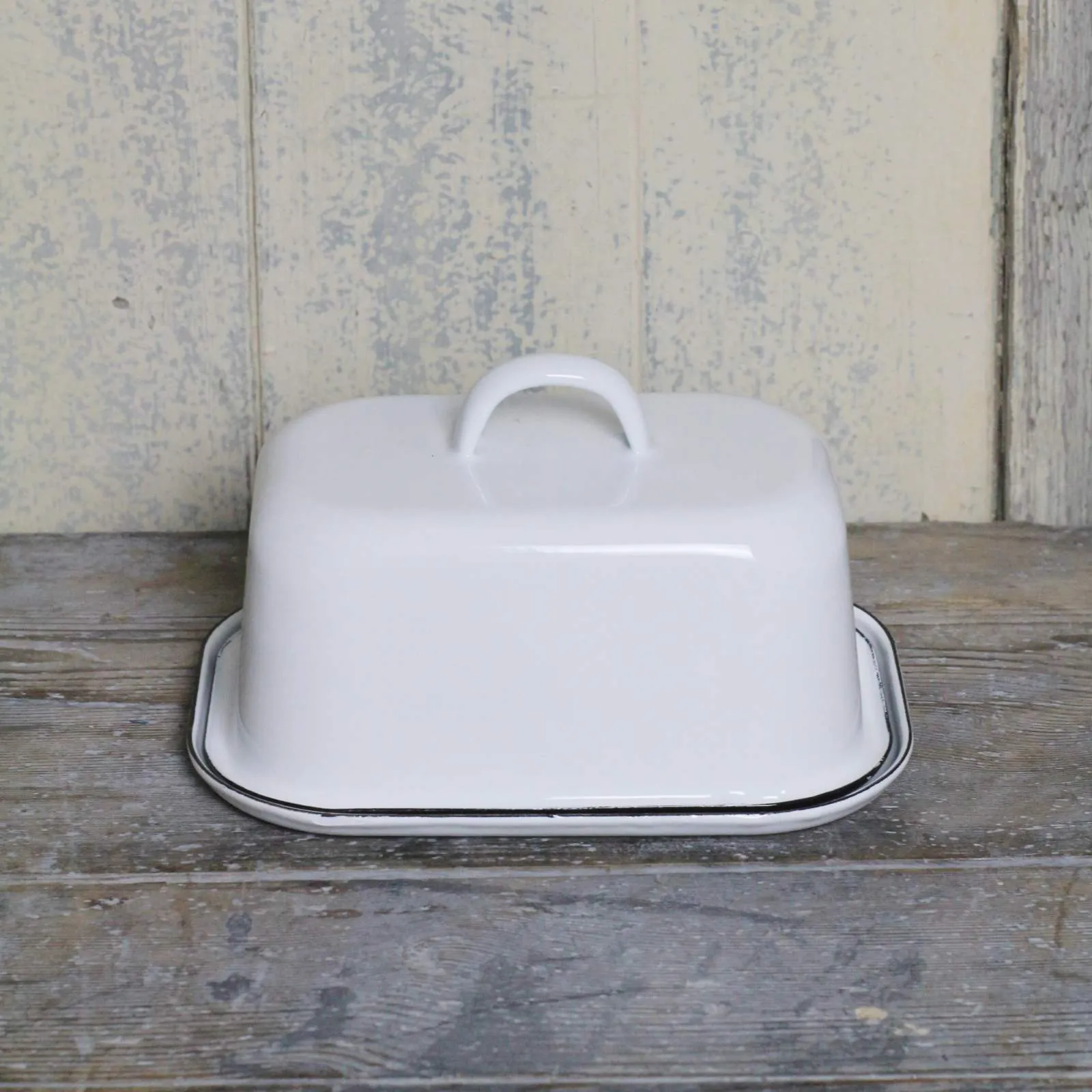 White Enamel Butter Dish