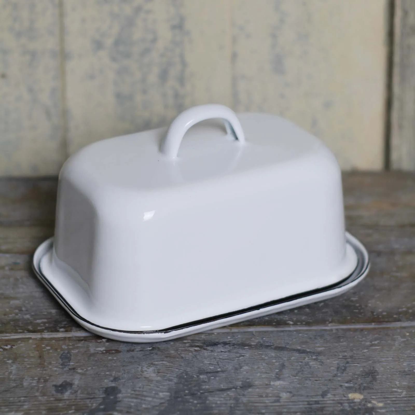 White Enamel Butter Dish