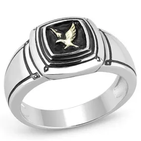 WildKlass WildKlass Stainless Steel Ring Two-Tone IP Gold Men Epoxy Jet