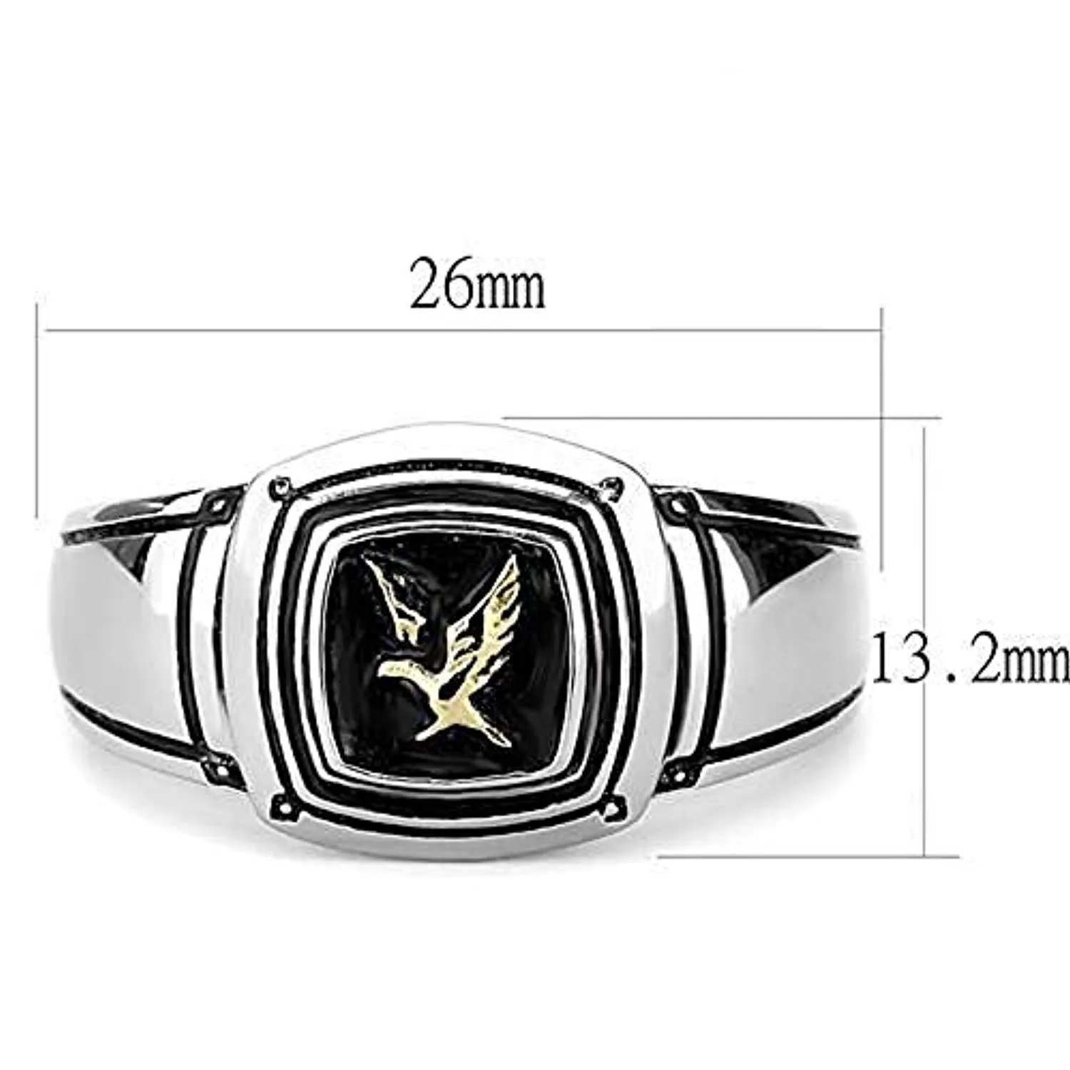 WildKlass WildKlass Stainless Steel Ring Two-Tone IP Gold Men Epoxy Jet