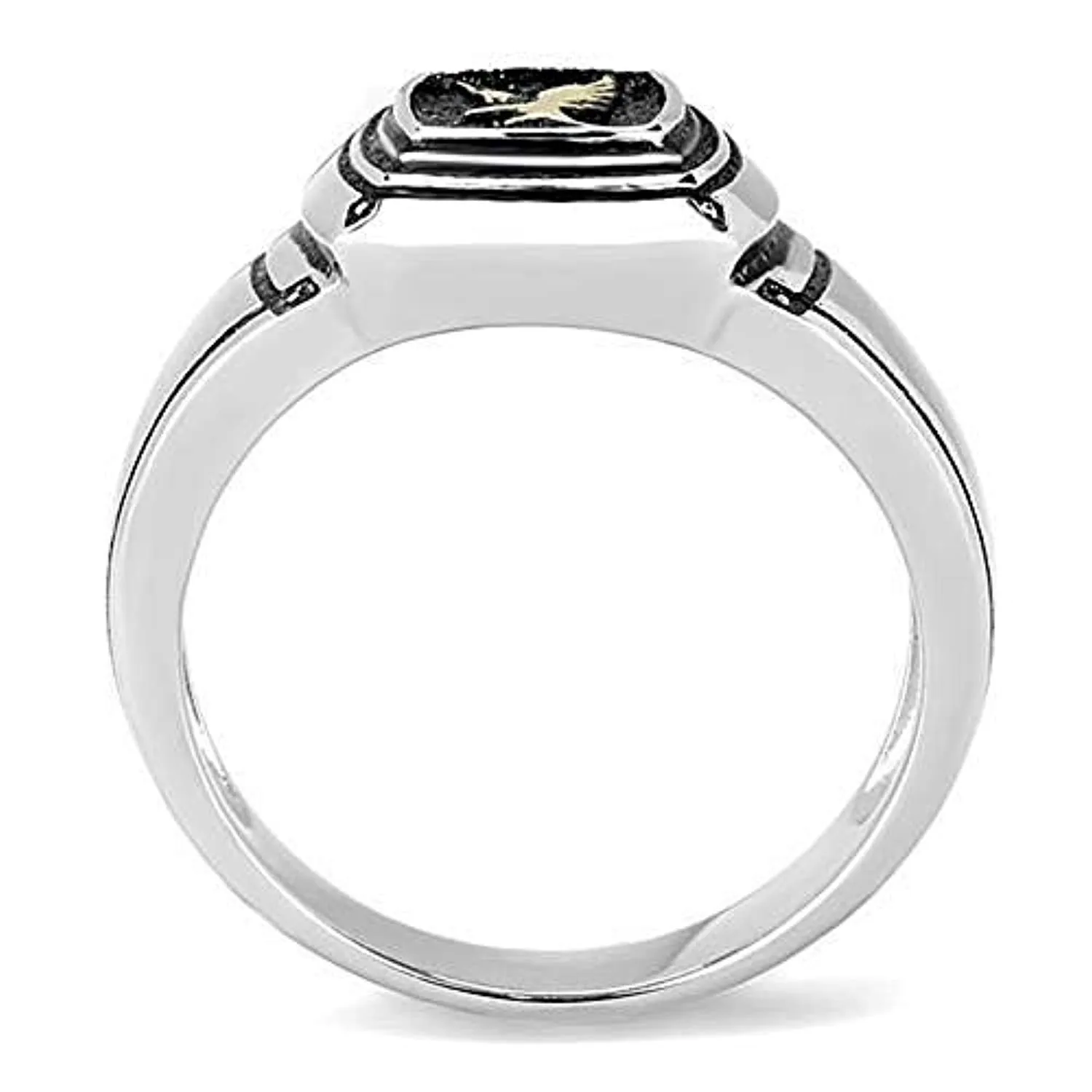 WildKlass WildKlass Stainless Steel Ring Two-Tone IP Gold Men Epoxy Jet