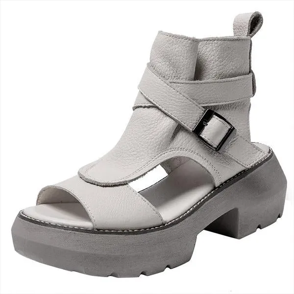 Women's Buckle Platform High Top Block Heel Sandals 77377651C