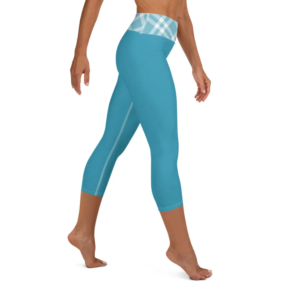 Yoga Capri Leggings Teal Blue