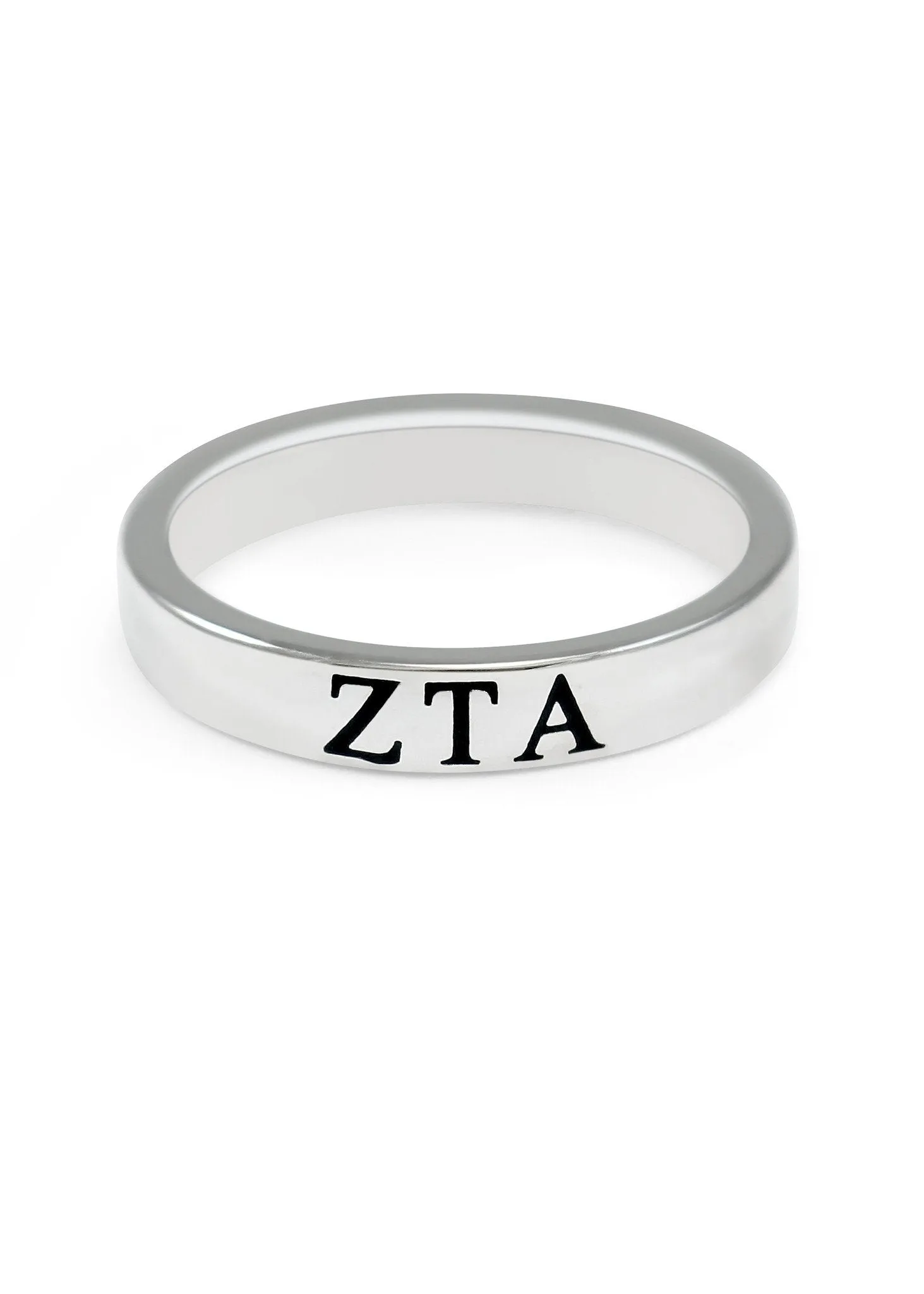 Zeta Tau Alpha Sterling Silver Skinny Band Ring