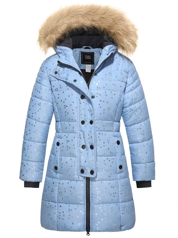 ZSHOW Girls' Long Winter Coat Parka Water Resistant Warm Puffer Jacket